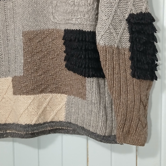 Vintage Bedo 95%Lambwool Patchwork Sweater - Gray, Brown, Black - Picture 6 of 11